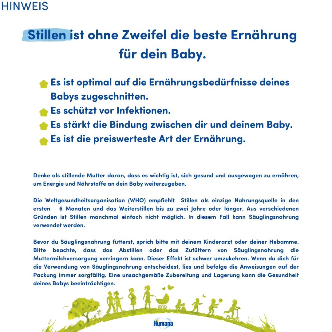 Humana PROBALANCE Folgemilch 3, ab dem 10. Monat, Babynahrung im Anschluss an das Stillen, einer Anfangsnahrung oder einer Folgemilch 2, ideal zum Zufüttern, 4 x 750 g