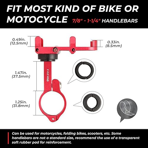 Miniatura 3 de Soporte universal para teléfono para bicicleta y motocicleta, soporte universal para manillar de bicicleta, clip de aluminio giratorio de 360°,