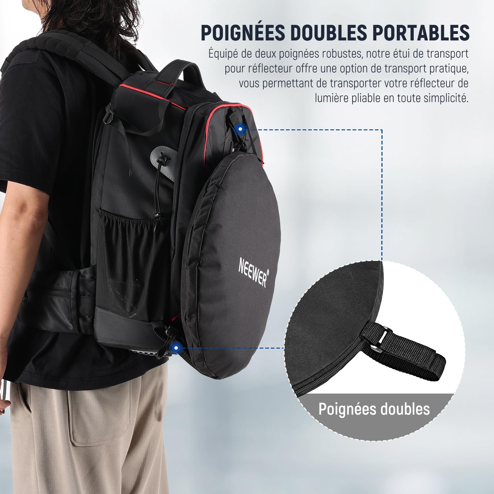 Neewer Sac de Transport 43cm/17'' pour Réflecteur de Lumière Pliable, Sac de Stockage Deux Poignées pour Diffuseur, Compatible Réflecteurs 110cm/43", Sac Nylon Résistant pour Photo en Extérieur, NB-06