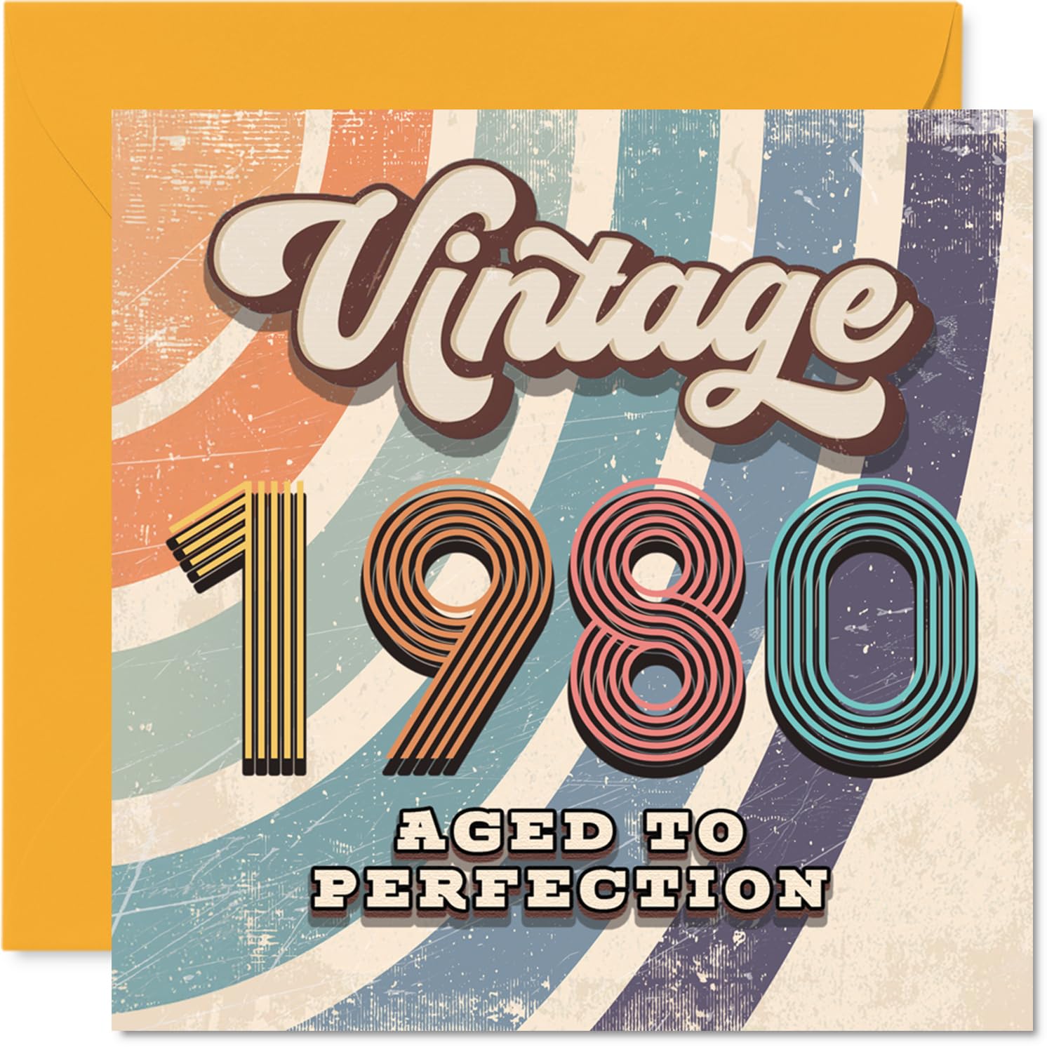 46th Birthday Card for Men Women - Vintage 1980 Aged To Perfection - Happy 46 Birthday Cards for Colleague Neighbour Wife Brother Husband Cousin, 145mm Bday Greeting Cards