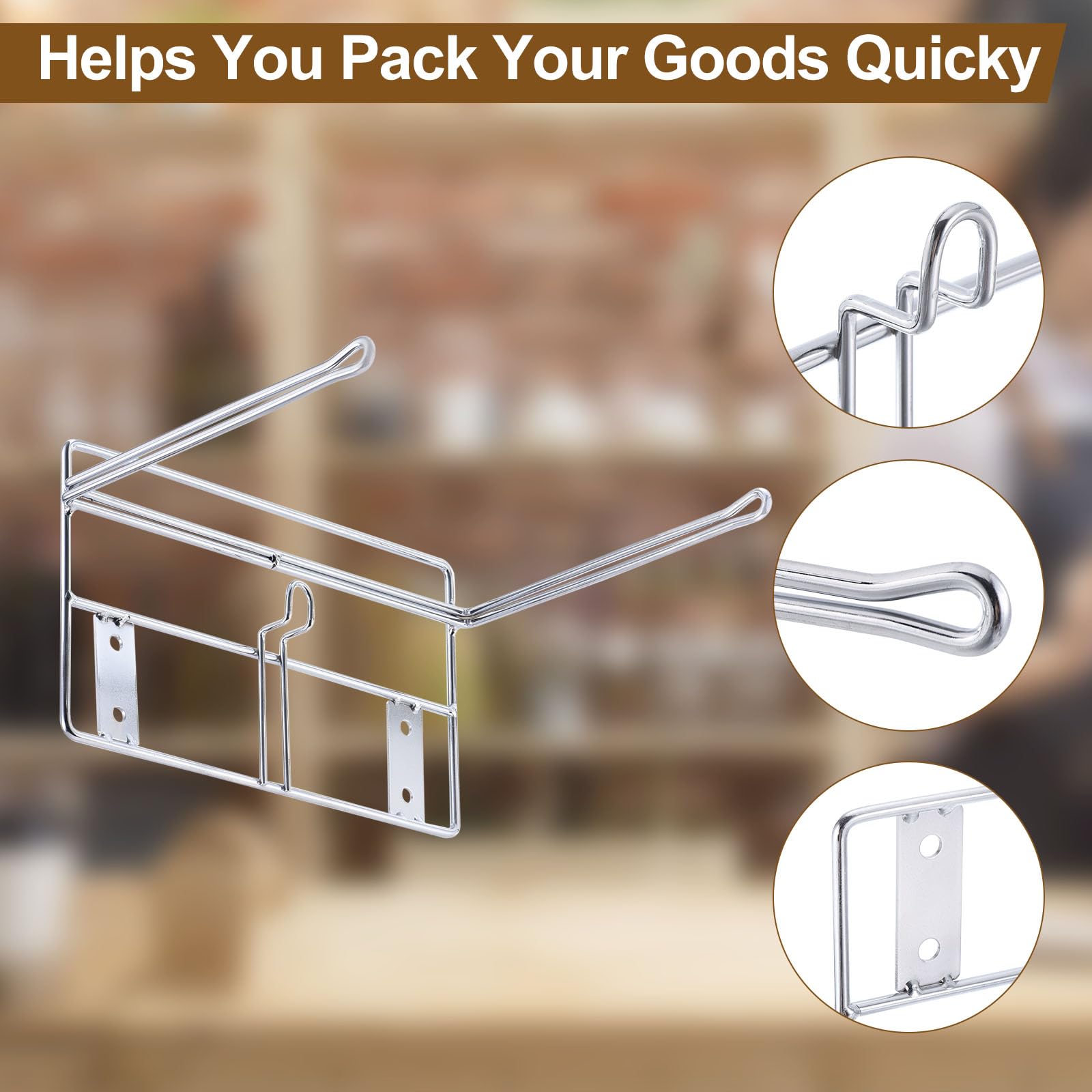 sourcing map 2 Paquete Soporte para Bolsas de Plástico de Camiseta Dispensador de Bolsas de La Compra Soporte de Bolsas de Basura Montado En Pared para Cocina, Restaurante, Plateado