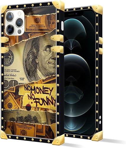 DAIZAG Funda compatible con iPhone 13, funda cuadrada para iPhone 13, funda de lujo elegante para mujeres y niñas, decoración de metal, clásica,