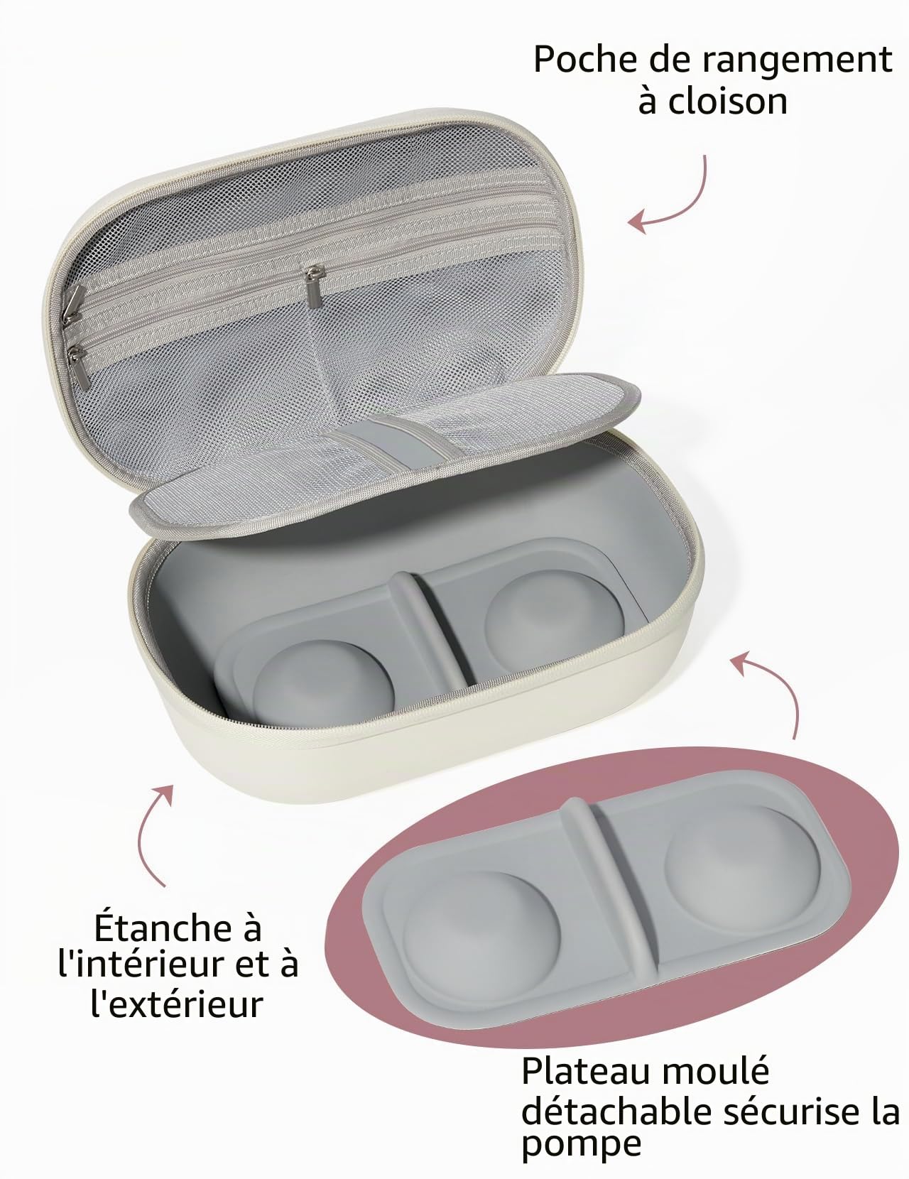 Momcozy Sac de Tire-lait – Sac de Rangement pour Tire-lait, Coque Rigide avec Plateau Amovible, Étanche, pour Sac de Pompage, Sac à Langer ou Sac à Main (peut contenir 2 tire-laits)