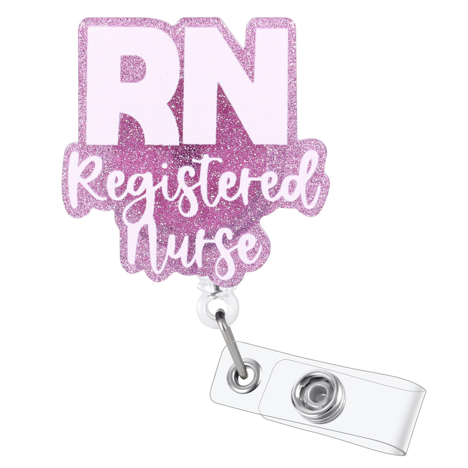 Funny RN Badge Reel, Cute Pink Retractable ID Card Badge Holder, Name Tag Work Badge Clip for ER Night Shift Nurse Nursing Student, Nurse Gifts, RN