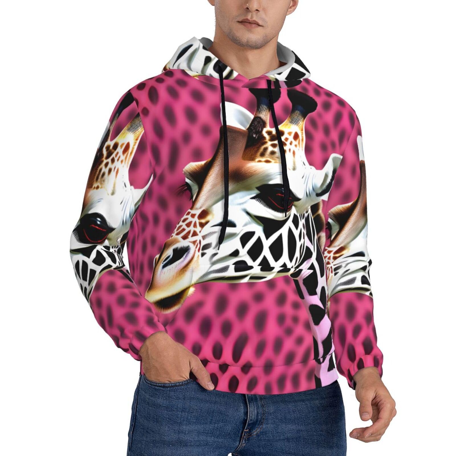 Sweat à capuche imprimé girafe rose avec superposition polyvalente - 7