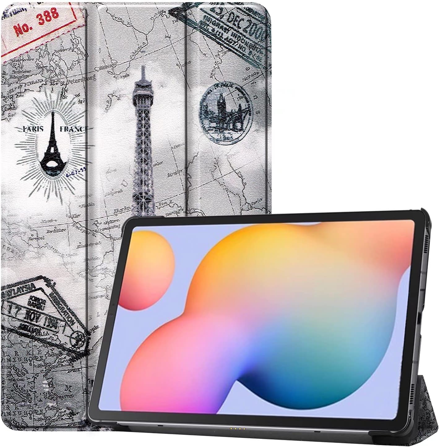 YIMICO Case for Samsung Galaxy Tab S9 Plus 12.4 inch Released 2023, Tri fold Slim Lightweight Hard Shell Smart Protective Cover with Multi-Angle Stand (Tower)