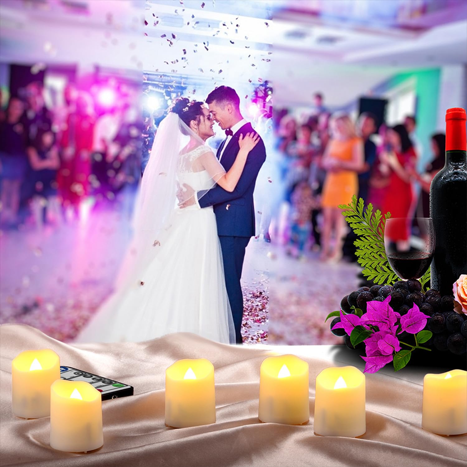 PChero Paquete de 2 velas LED recargables sin llama con temporizador remoto, luces de vela parpadeantes a pilas con cable de carga USB para decoración del hogar, festival