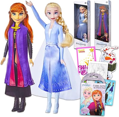 Beach Kids Frozen - Juego de 2 muñecas Elsa y Anna - Paquete con muñeca Elsa congelada, muñeca Anna congelada, juego de colorear congelado, más Set