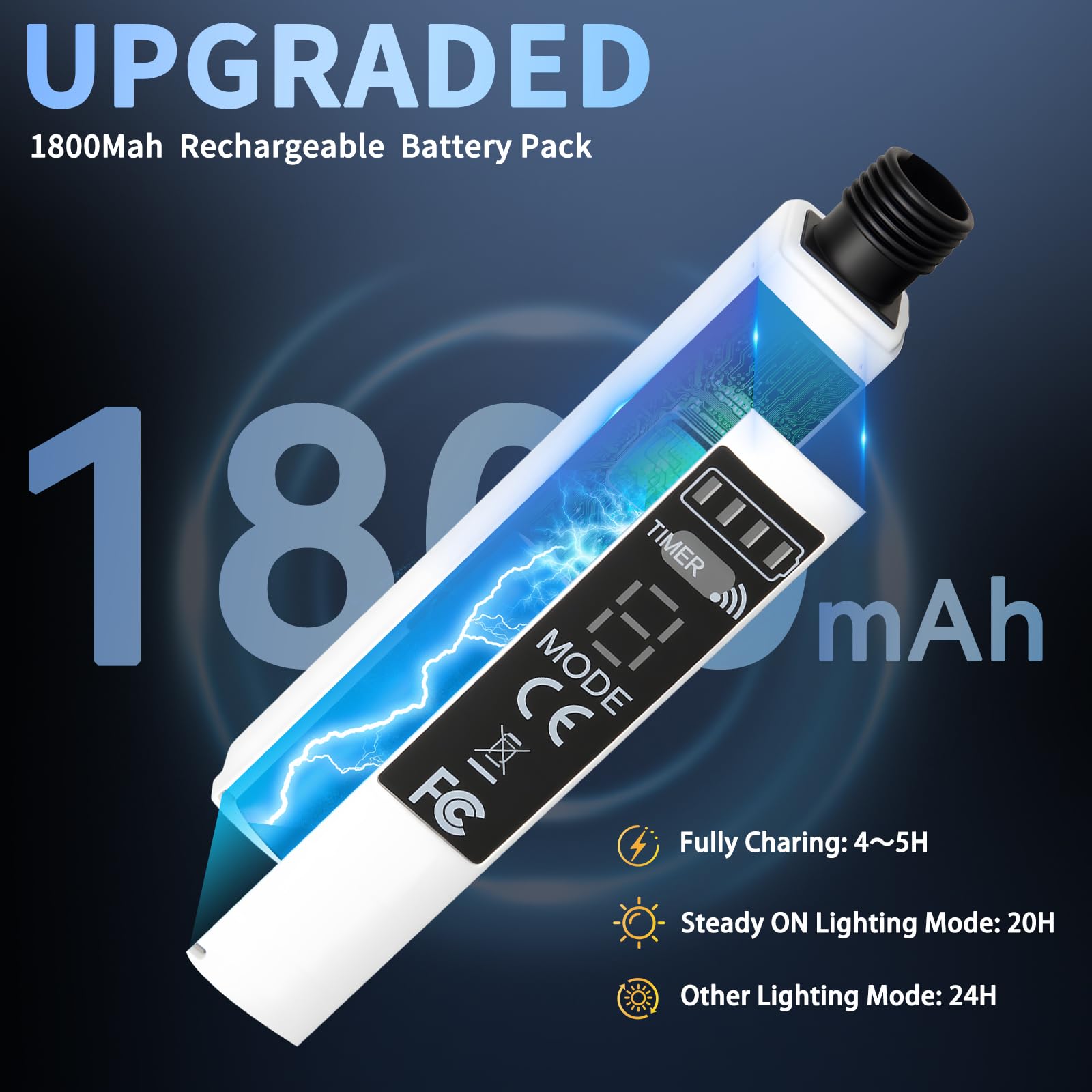 SeaShine Wiederaufladbare batteriebetriebene Lichterkette, 6,7 m, 50 LEDs, Kristallkugel-Lichterkette, IP65 wasserdichte Batterie-Lichterkette mit Fernbedienung, Timer, für Schlafzimmer, Outdoor