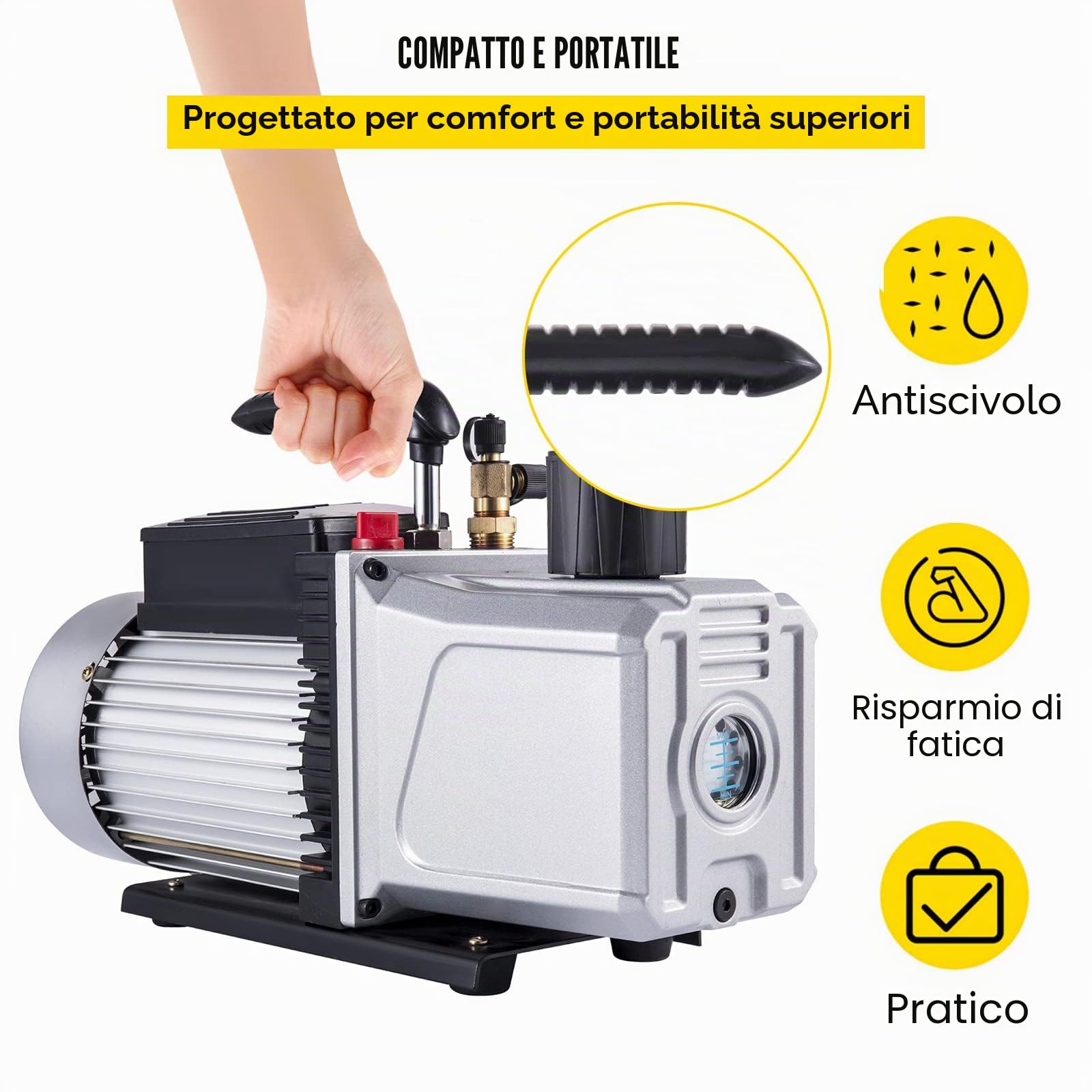 VEVOR Pompa per Vuoto 42,4 x 25,4 x 16 cm Pompa per Vuoto ad Alta Efficienza 339,8 L/min 5 Pa Ideale per Il Condizionamento Domestico, La Manutenzione Automobilistica, L'imballaggio Sottovuoto
