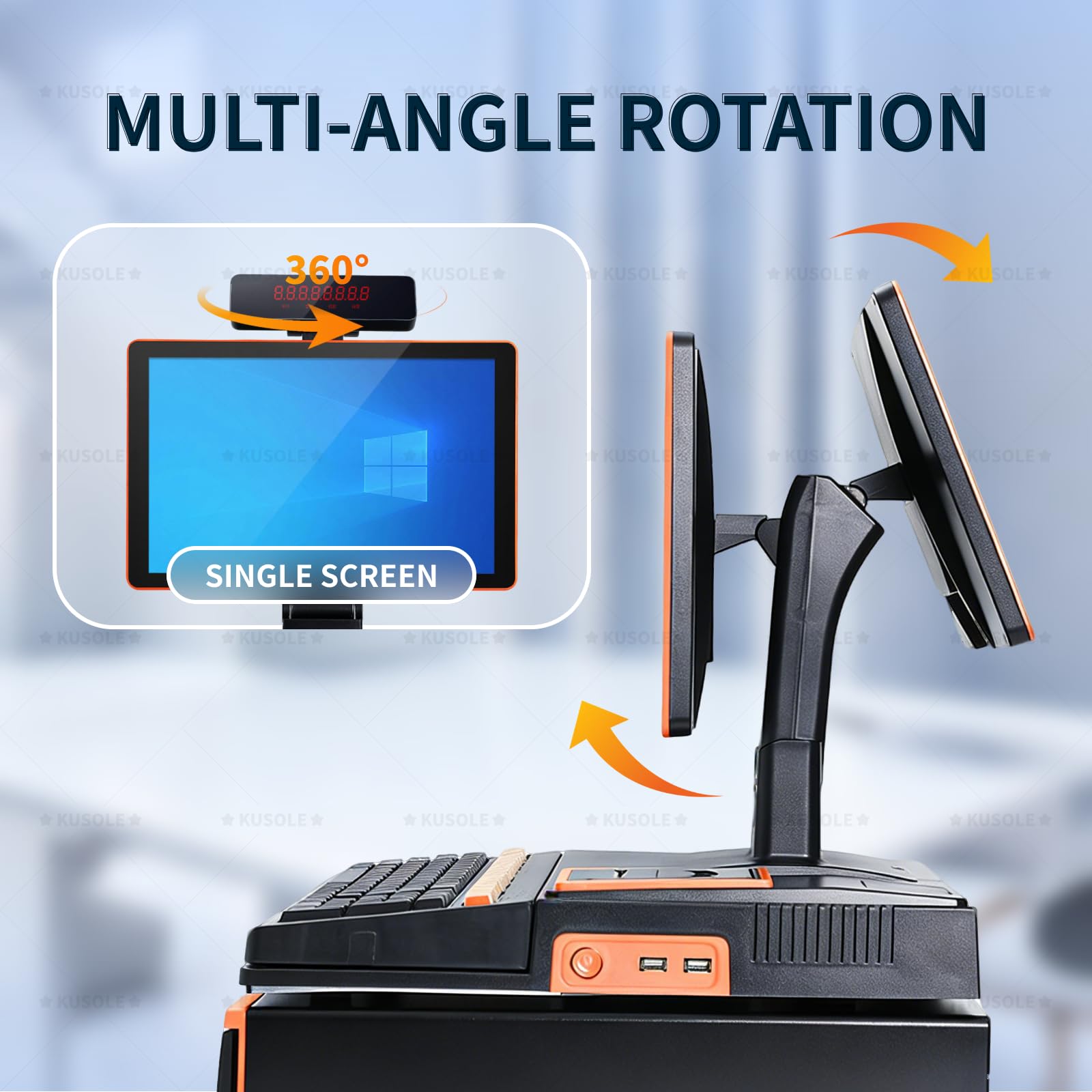 Registratore di Cassa elettronico, Schermo Singolo o Doppio da 15,6 Pollici Opzionale, registratore di Cassa Integrato, Stampante Termica da 58 mm Integrata White-Dualscreen