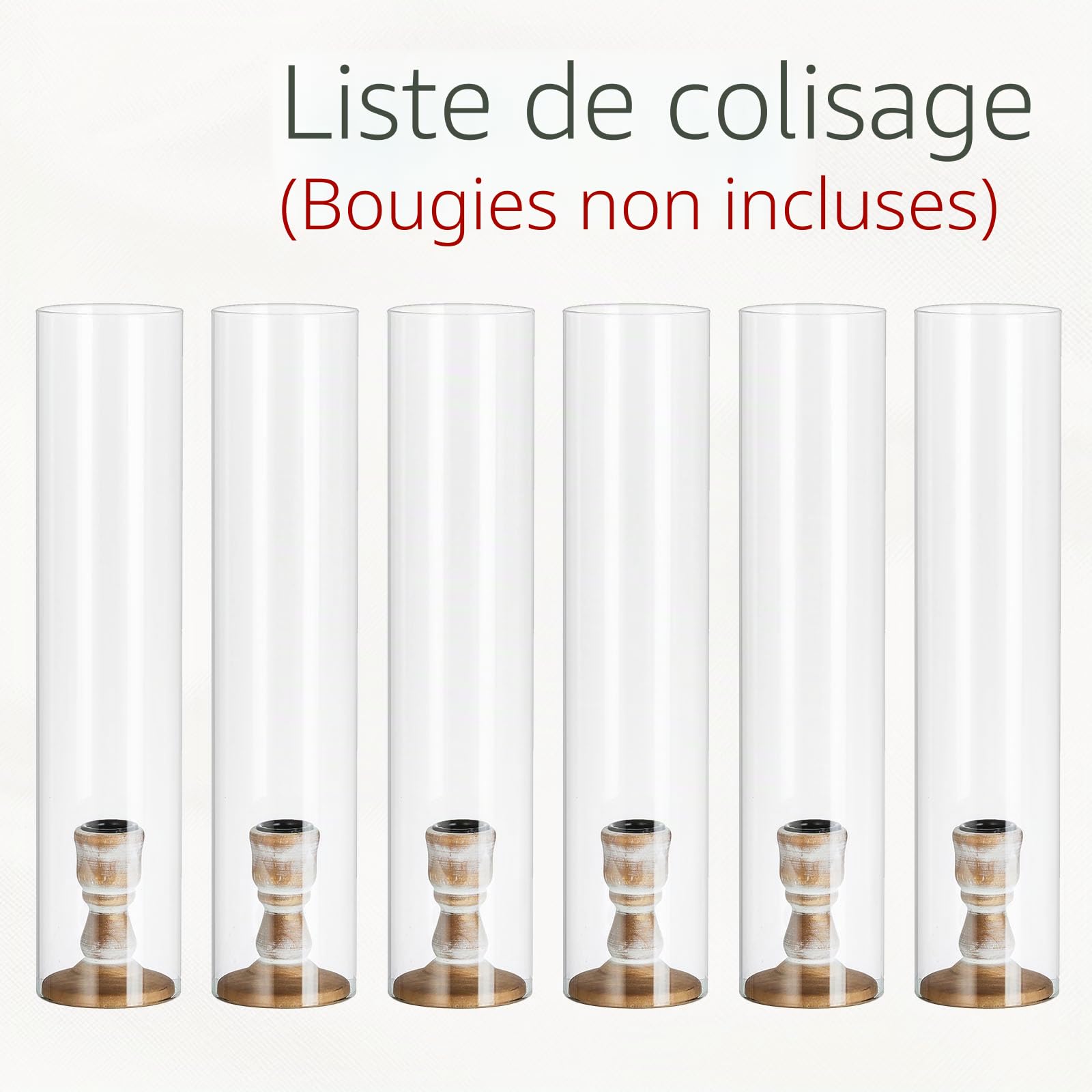 Bougeoir Verre pour Chandeliers: 6 Pcs Porte-Bougies Cylindriques Chandelier Bougoir Bougeoir en Bois avec Verre Amovible pour Centre de Table Mariage Evénement Noël ou Décoration d'intérieur