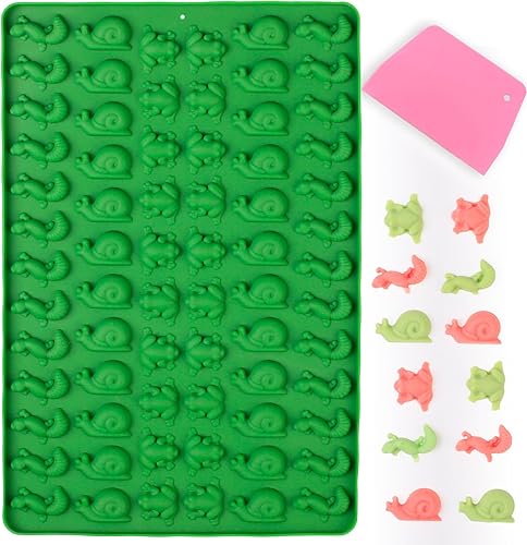 Mini molde de silicona para animales, 70 cavidades, moldes de caramelo de chocolate con ranas, lagartos, caracoles para hacer gomitasdecoración de