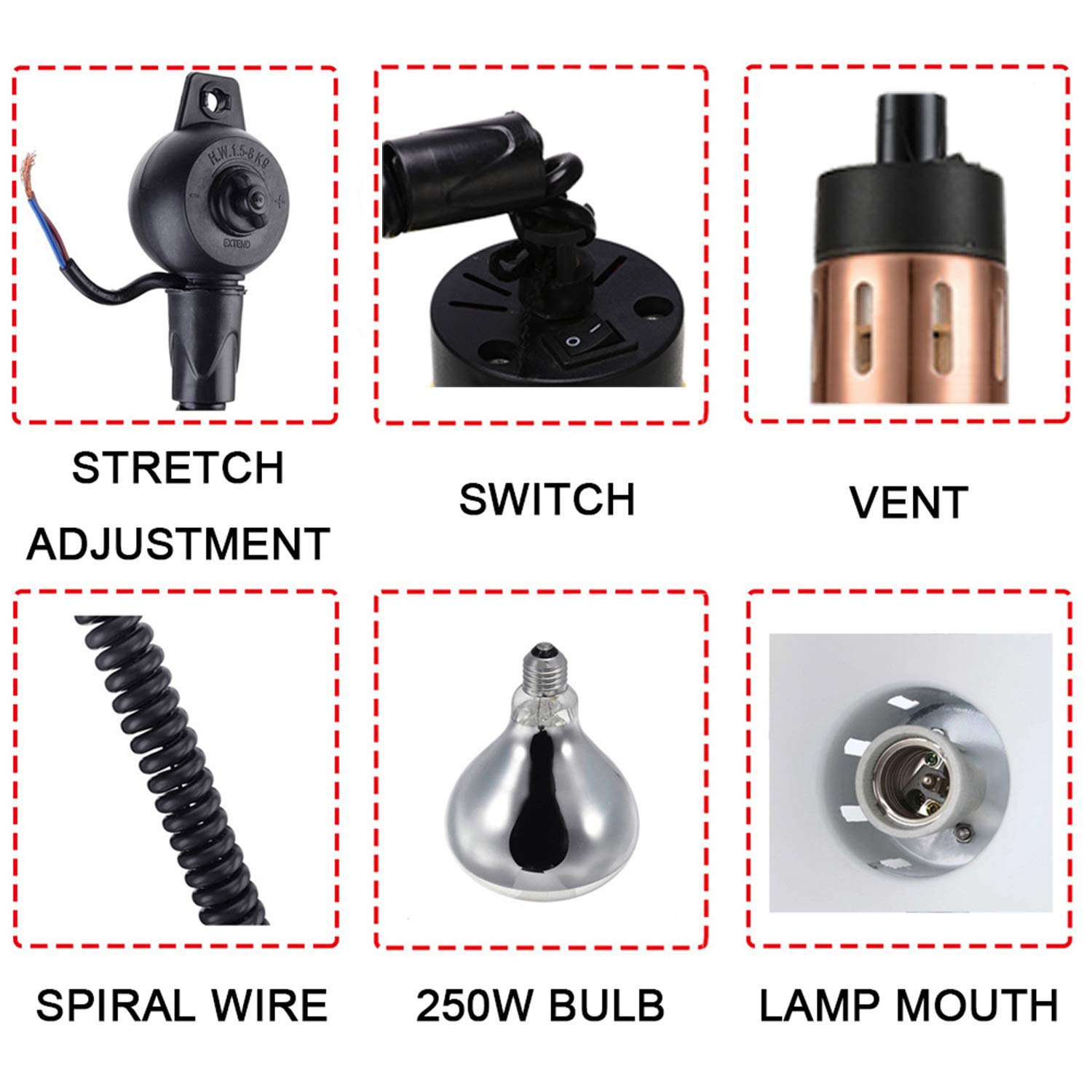 Lampe Chauffante pour Aliments, Lampe Suspension Commercial pour Cuisine, Hôtel et Buffet, Équipements de Restauration de Professionnel Lampe D'isolation, 220V, Lot de 3 (Champagne)