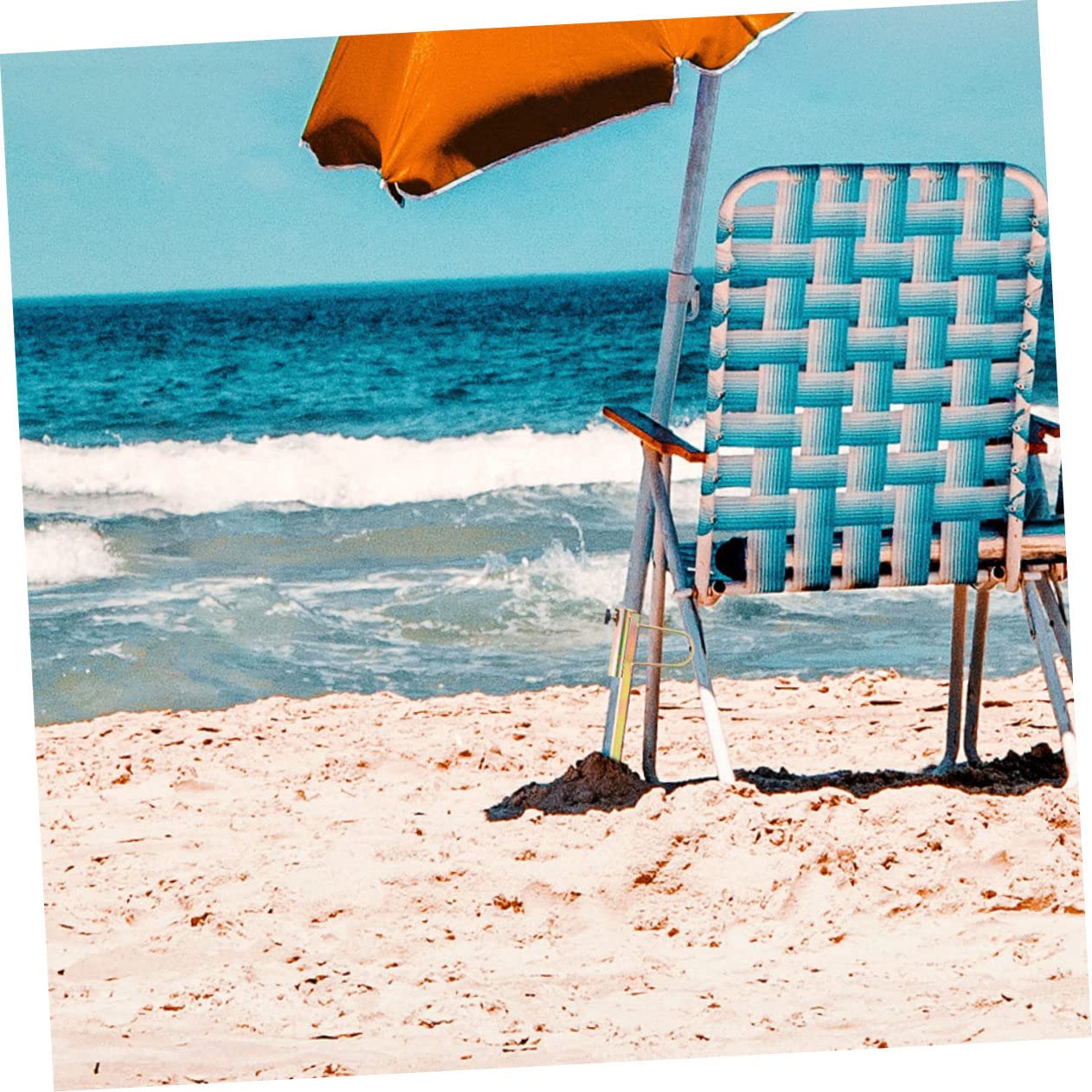 Happyyami Sonnenschirmständer Strand Stabilisierung von im Sonnenschirmen zur und Robuster aus Eisen Sommerferien 2 Stück Strandzubehör mit Erdspieß für Sand