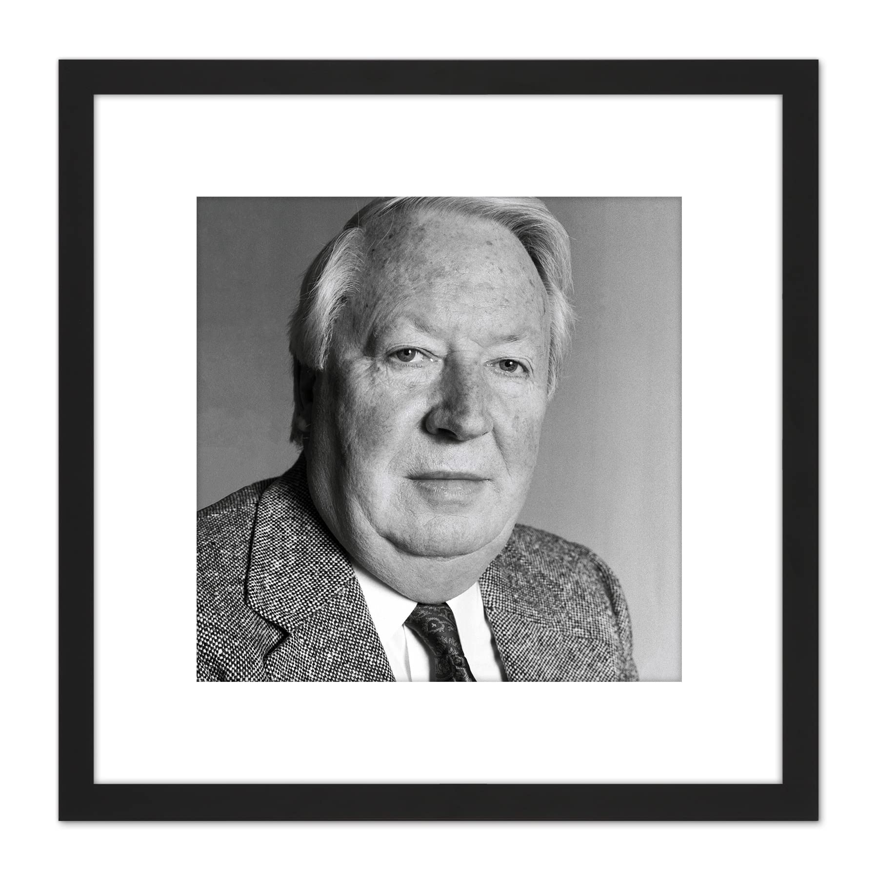 Artery8 Warren Portrait Prime Minister Ted Heath Photo 8X8 Inch Square Wooden Framed Wall Art Print Picture with Mount