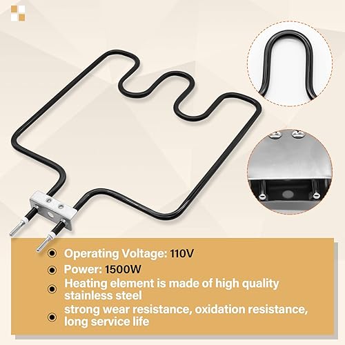 Miniatura 4 de Elemento calefactor de 1500 vatios compatible con ahumador eléctrico Masterbuilt y parrilla, con controlador de cable de termostato ajustable,