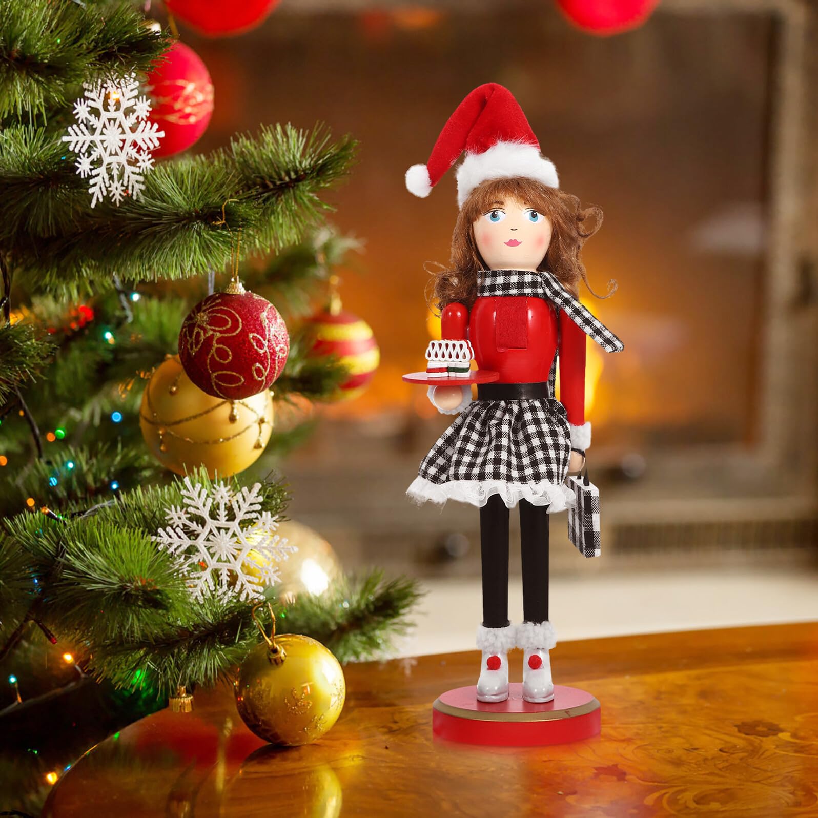 VICASKY Holz Nussknacker Figur Weihnachten Ornament Tischdekoration Nussknacker Puppe aus Holz Tischfigur
