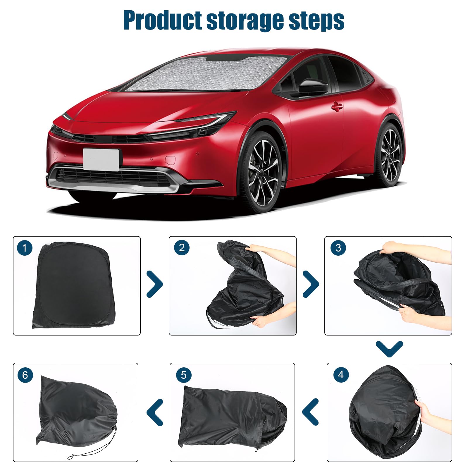 Copertura del Parabrezza Dell'auto Compatibile con Toyota Prius 2022-2025, Parasole per Parabrezza per Auto Interno Pieghevole, Protezione Antipolvere Riflettente UV