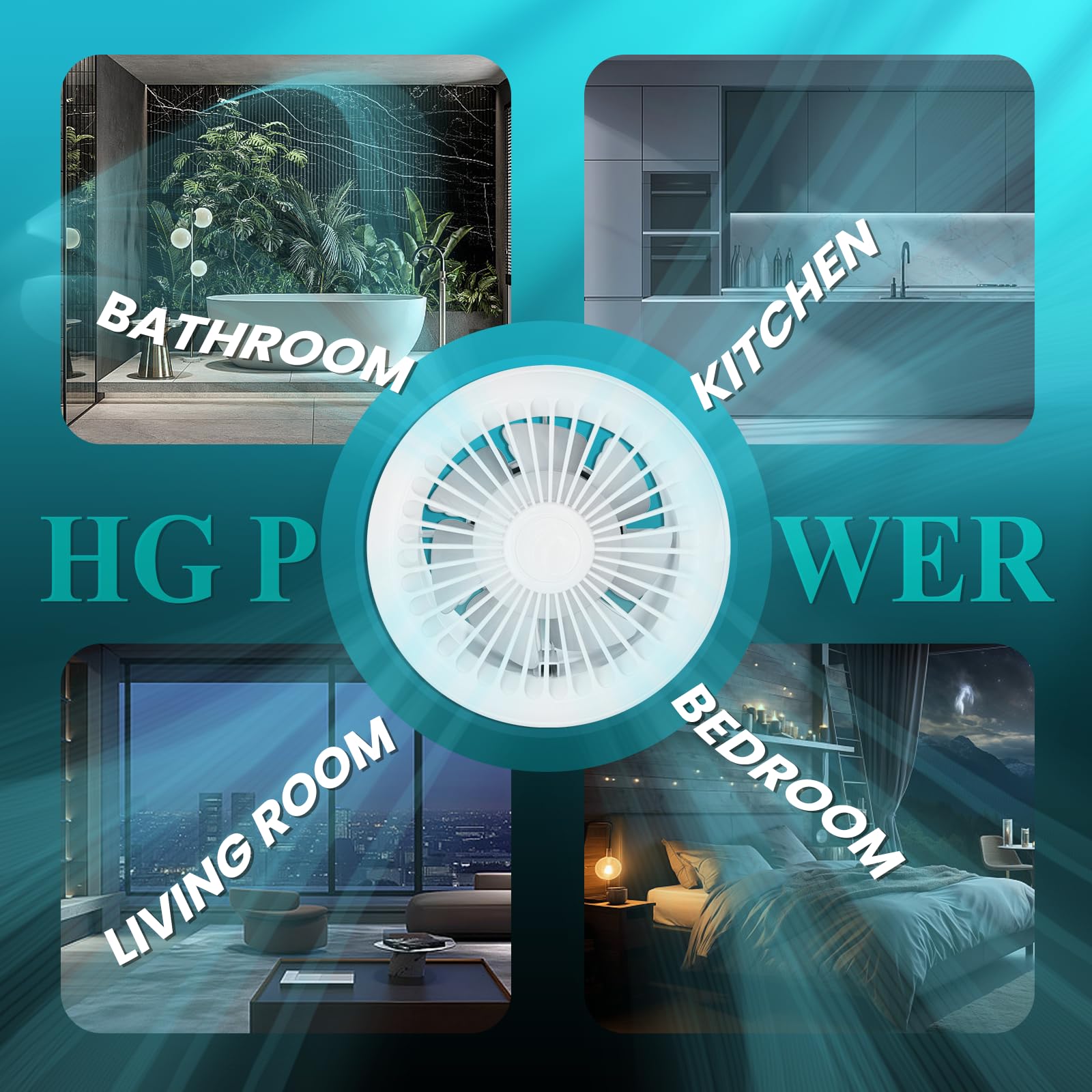 HG Power Extracteur d'Air 200mm Réversible, Télécommande 3 Vitesses Ventilation, Silencieux Ventilateur avec Fonction Mémoire pour Salle de Bain Cuisine Garage Cave
