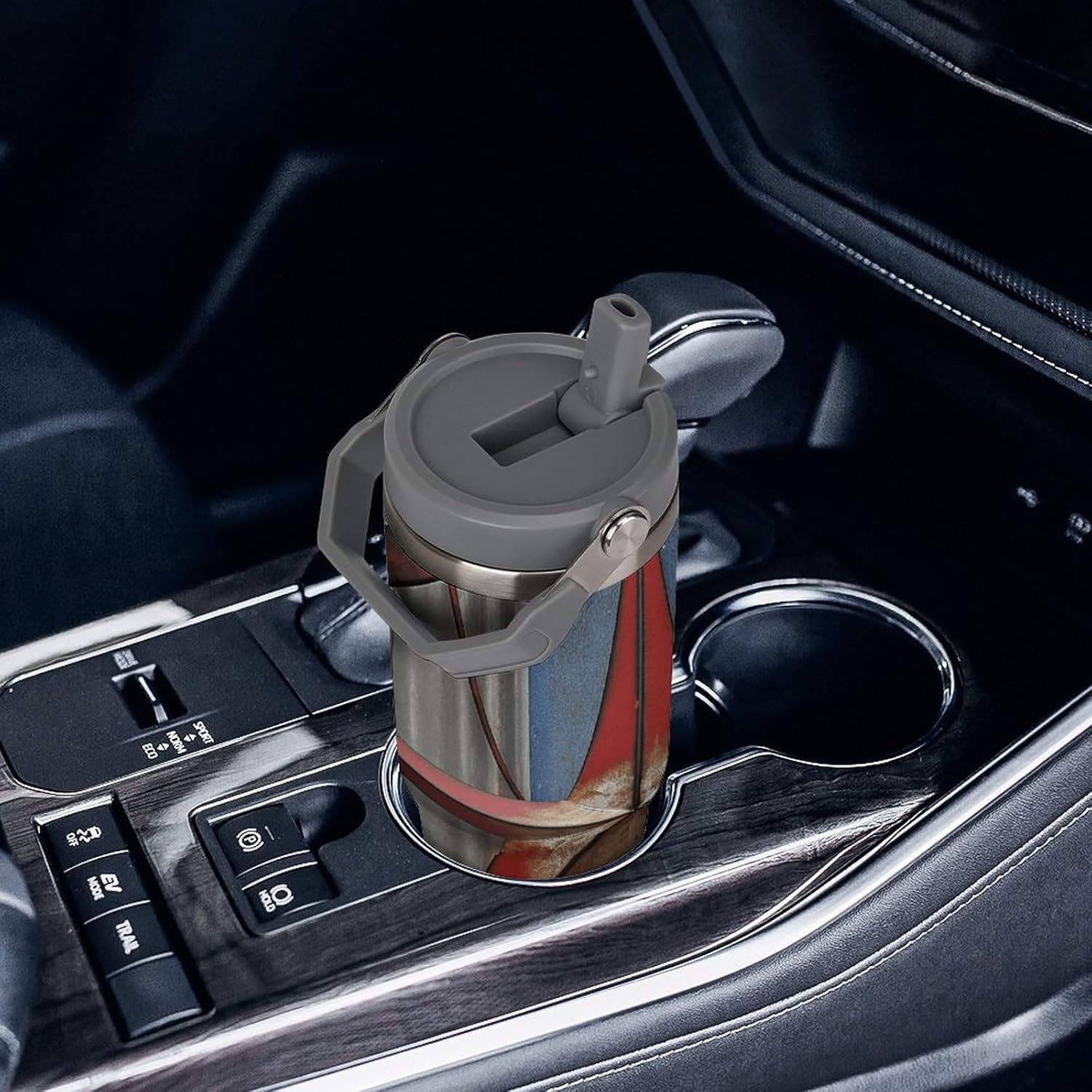 30oz Insulated Tumblers with Top Handle, Stainless Steel American Wastern Texas Star Car Cup with Straw for Gift, Leak-Proof Double Wall Vacuum Travel Mug, Personalized Water Bottles White