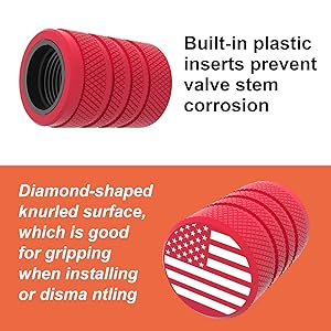 Tire Valve Stem Caps, Black, 6 pcs/Pack, Anodized Aluminum Tire Valve Cap Set, Corrosion Resistant, Universal Stem Covers for Cars Trucks Motorcycles SUVs and Bikes (red)
