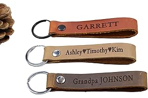 Personalized Father's Day Gift Engraved Leather Keychain - An Enduring Keepsake for Dad