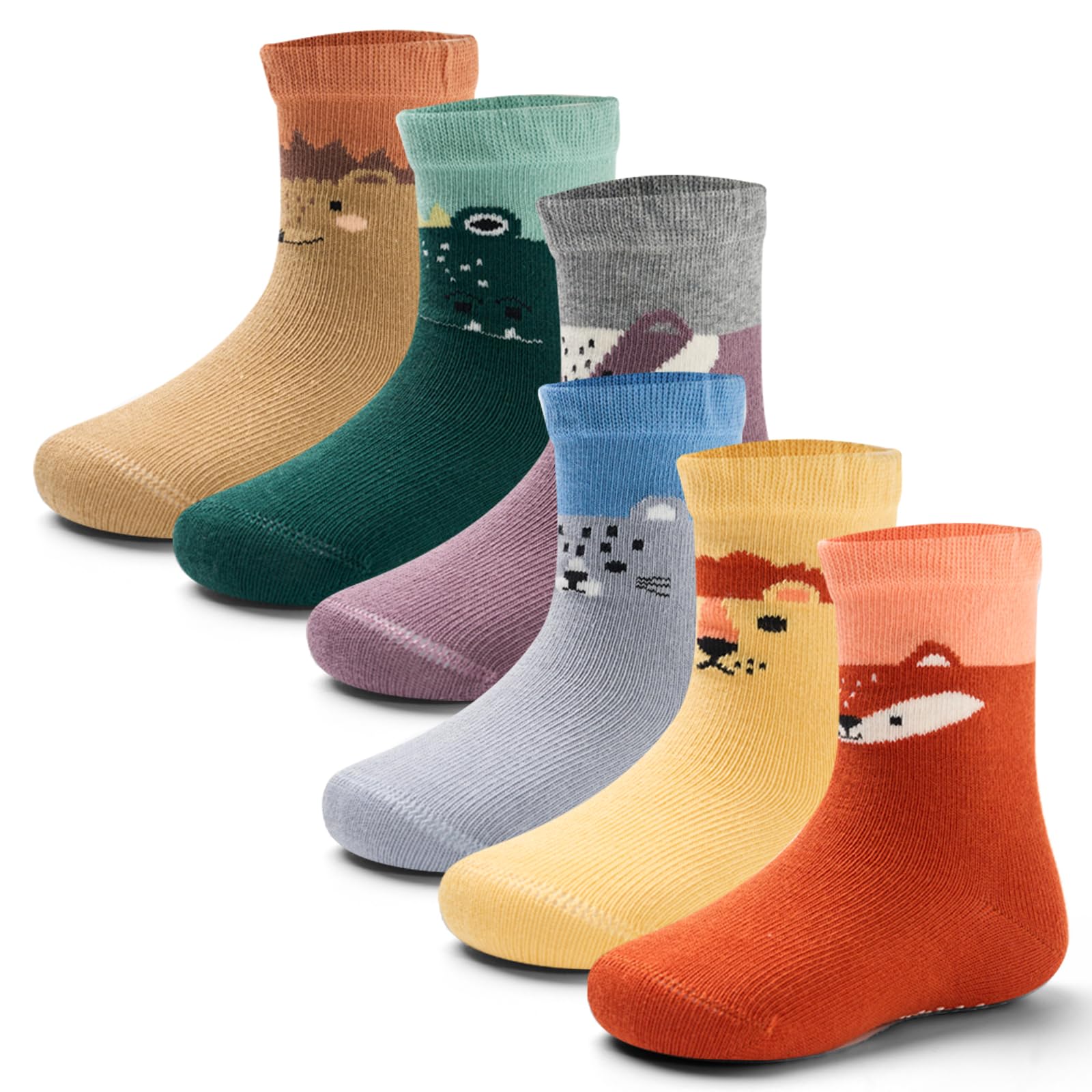 Aisyee 6 Paare Stoppersocken Baby Jungen Baumwolle Socken Baby Kleinkinder rutschfeste Socken Baby abs Socken Sommer 6 Monate-4 Jahre