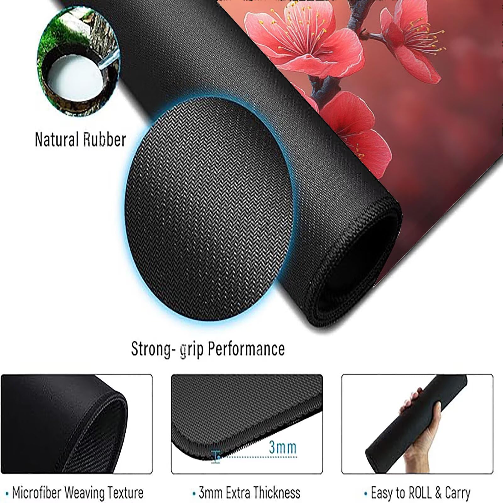 Różowa podkładka pod mysz dla graczy XXL 1400 x 700 mm mata biurkowa podkładka pod mysz kwiaty wodoodporna akcesoria biurowe do gier szyte krawędzie poprawia precyzję i szybkość najlepszy wybór gier
