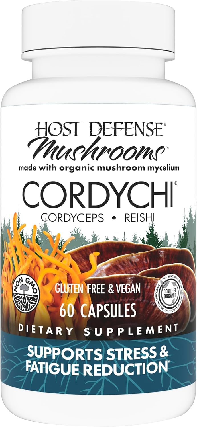 Host Defense CordyChi Capsules – Energy & Immune Support Supplement – Cordyceps & Reishi Mushroom Supplement for Relaxation & Respiratory Support – Aids Against Tiredness – 60 Capsules (30 Servings) Host Defense CordyChi Capsules – Energy & Immune Support Supplement – Cordyceps & Reishi Mushroom Supplement for Relaxation & Respiratory Support – Aids Against Tiredness – 60 Capsules (30 Servings)
