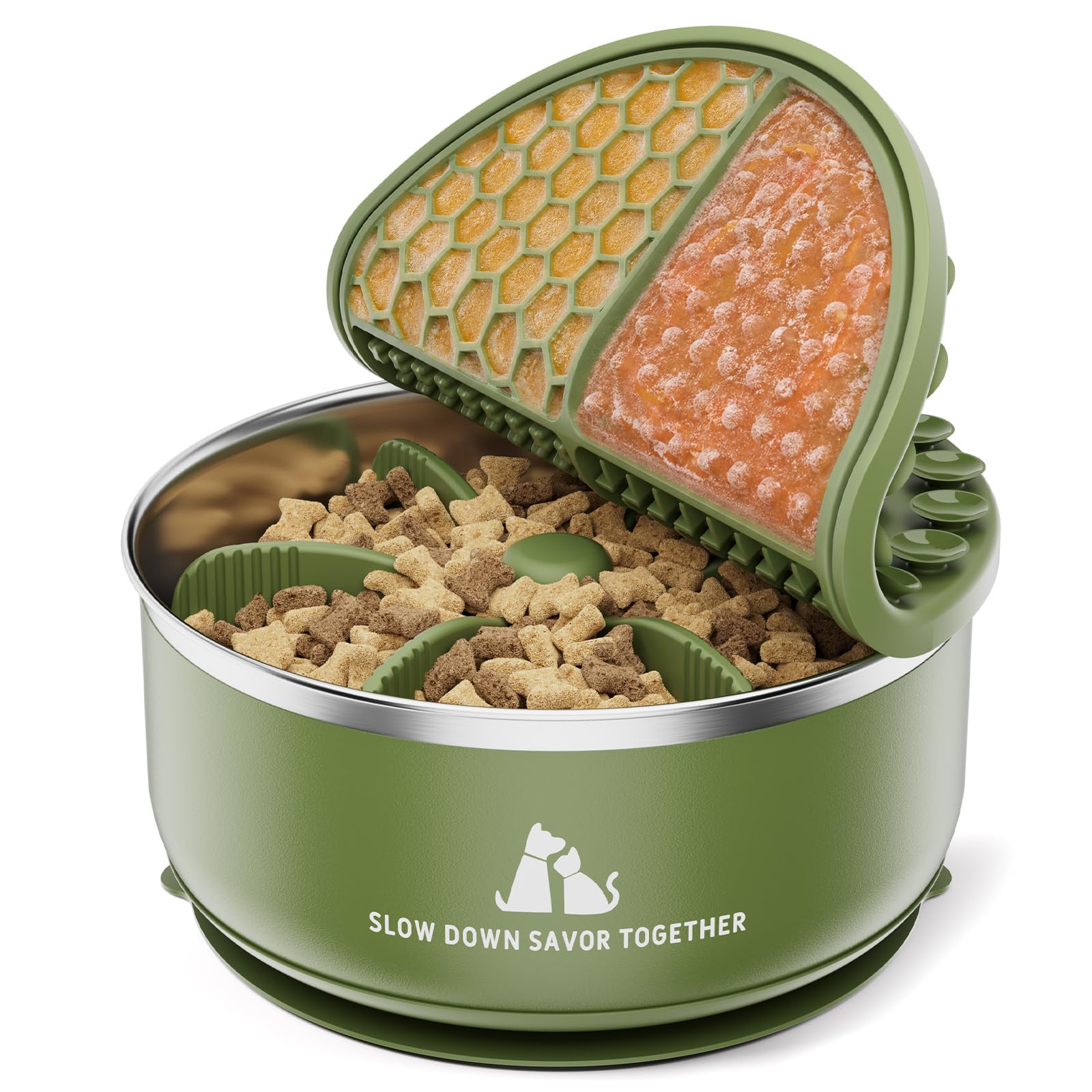 Kittyspout Hundenapf, Anti-Schling-Napf für Hunde, 64 oz, Waldgrün