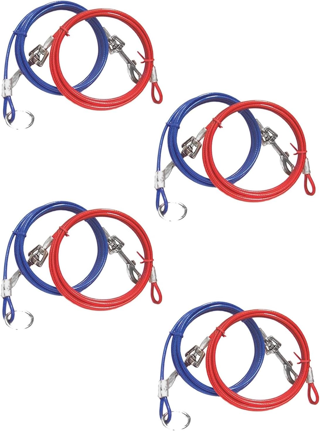 2 Piece Snap Around Dog Tree or Building Tie Out Tether Cable Secure System Hold Up to 60lbs (2 Tie Outs)