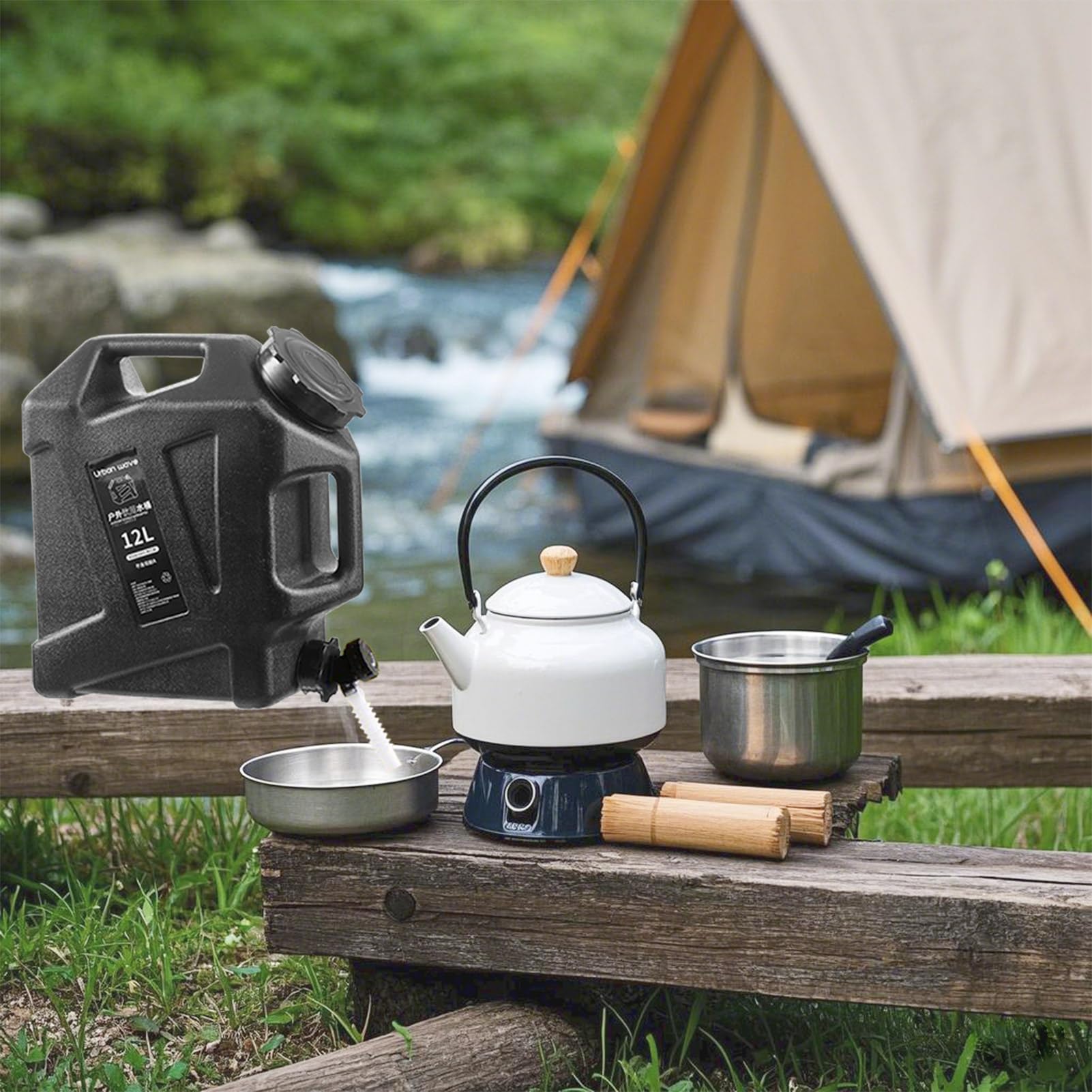 Przenośny Zbiornik na Wodę 12L z Kranym,BPA-free Duży Zbiornik na Wodę do Transportu z Rączką Wylewka Lekki i Trwały Pojemnik na Wodę do Campingów,Pikników i Outdooru