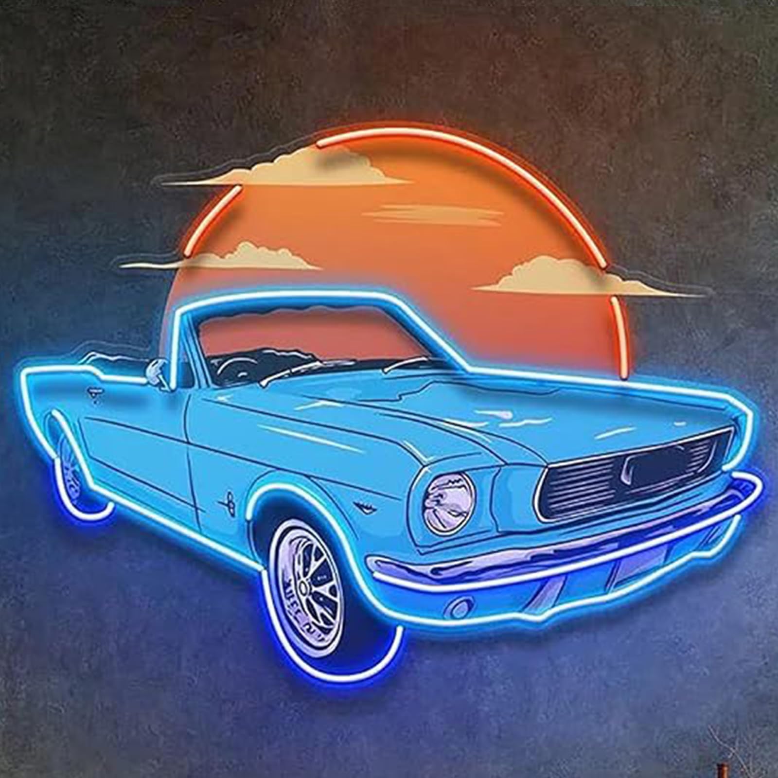 Stadt Sonnenuntergang Neon Zeichen Cowboy UV gedruckt Neon Zeichen LED Lichter für Schlafzimmer Buch Club Mann Höhle Pub Geschäft Bar Strandzimmer Wanddekoration USB Dimmer