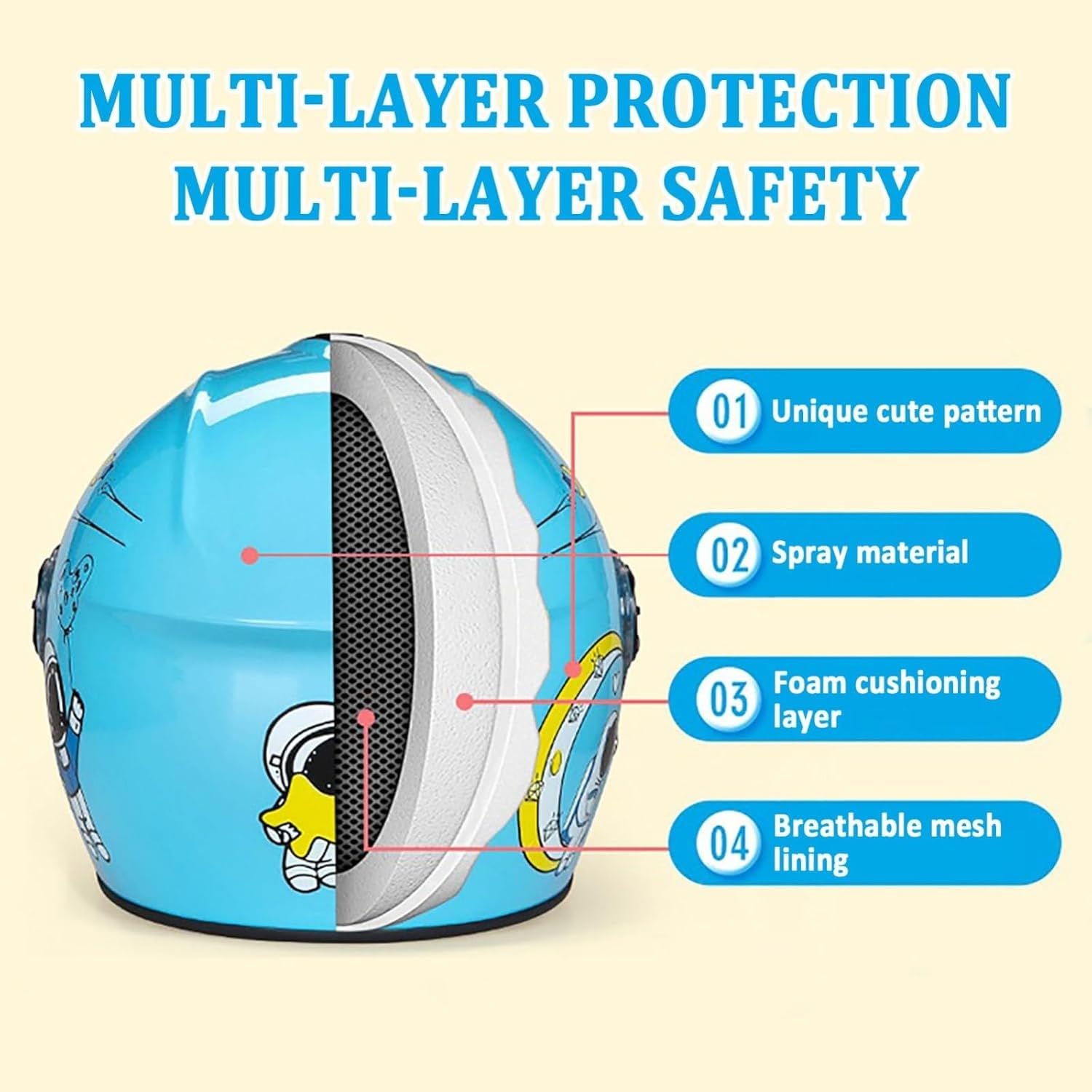 Offener Motorradhelm für Kinder | 3/4-Jethelm für Kinder | mit Sonnenblende | Rollerhelm für Kinder | ECE/DOT-geprüft | für Jungen und Mädchen von 4 bis 15 Jahren I,50-55cm