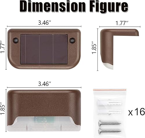Miniatura 7 de GIGALUMI Luces solares para cubierta al aire libre, paquete de 16 luces solares impermeables para escaleras, escalones, vallas, barandillas, patio y