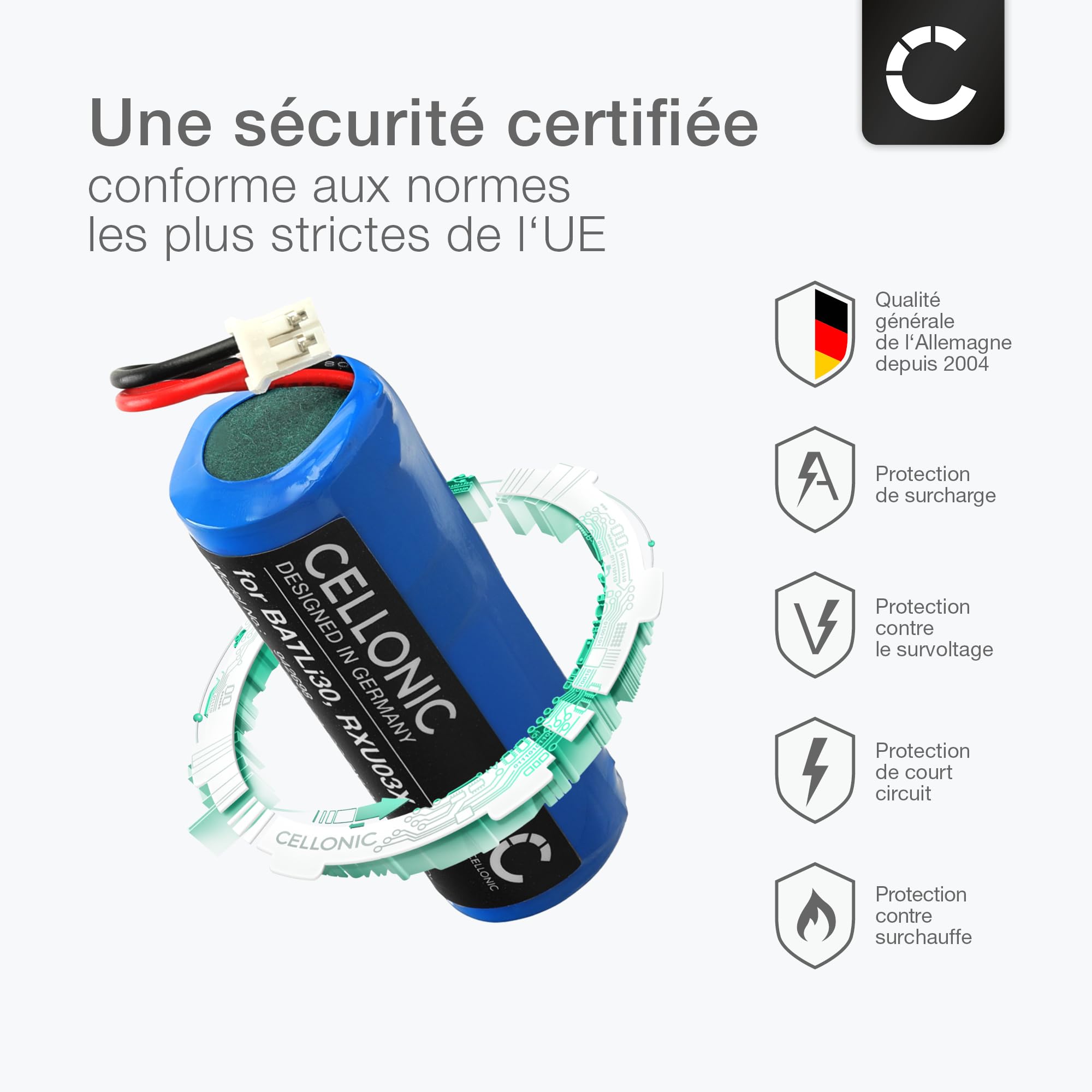 CELLONIC 1x Batterie pour Domotique/Smart Home Compatible avec DAITEM SH502AX, SH195AX, SH503AX, RXU03X - (1500mAh, 3.7V)