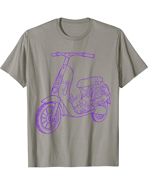 Floral Scooter Silhouette Art T-Shirt