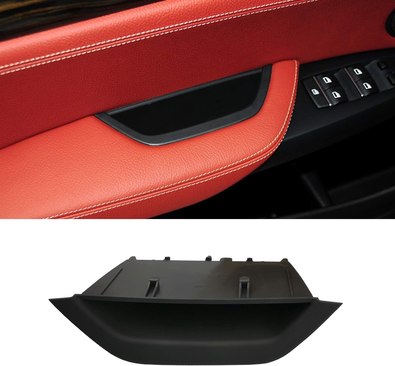 for BMW X3 X4 Door Armrest Cover, Driver Side Door Armrest Handle Storage Compartment Cover Container Storage Box(Fits:BMW X3 F25 2010-2016,X4 F26 2014-2017) (Black)