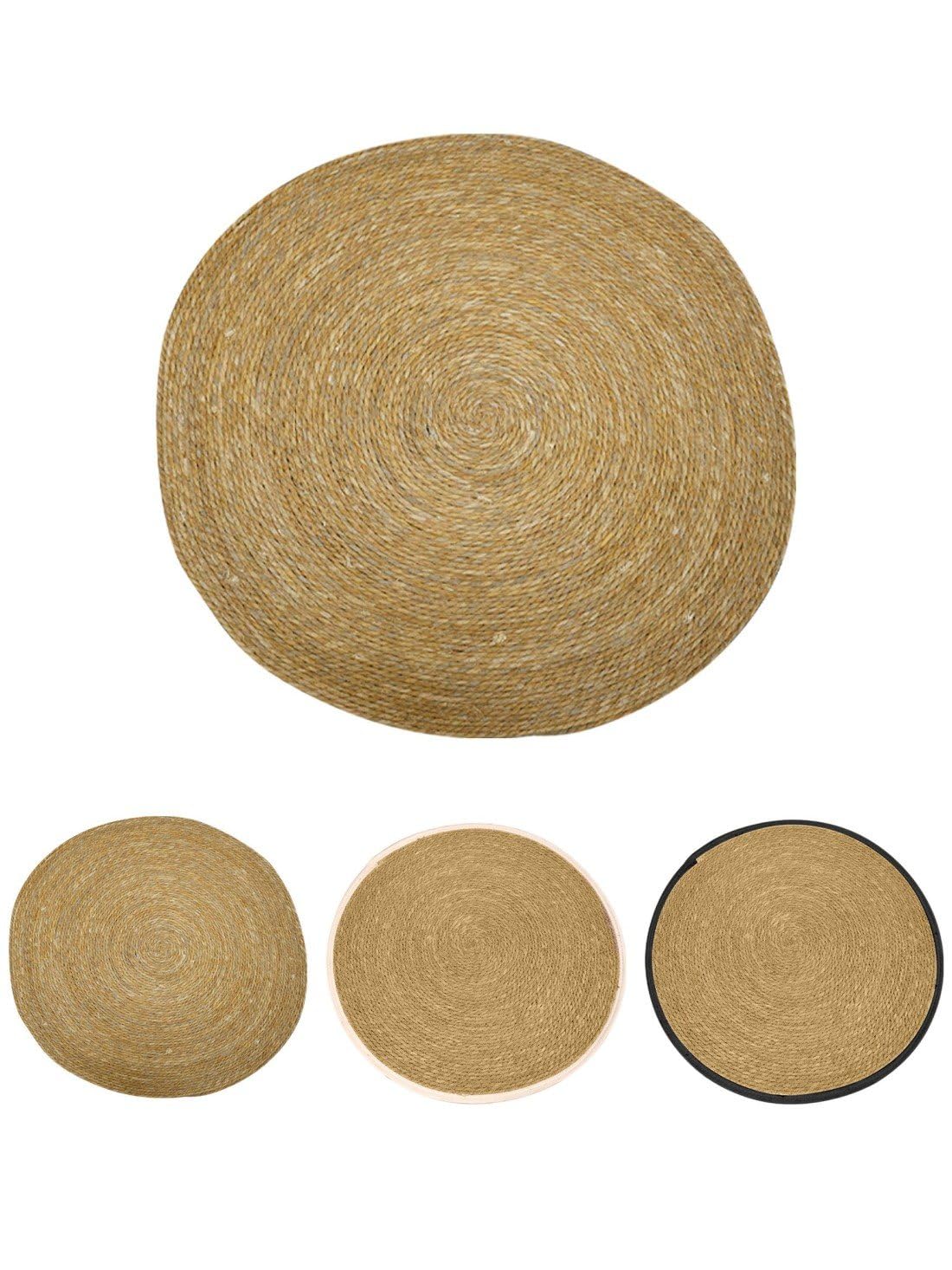 JARDIN202 - Alfombra de Yute Redondo Trenzada a Mano – Alfombra multiuso Decorativa color Natural | 100 cm (Lisa)