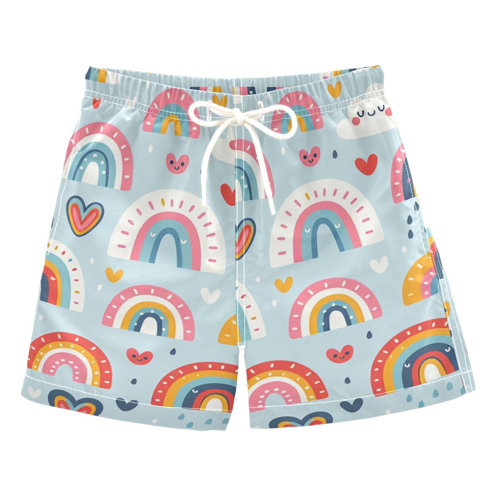 FLildon Cute Rainbows Little Boys Swim Trunks with Mesh Lining Quick Dry Beach Board Shorts, 3T