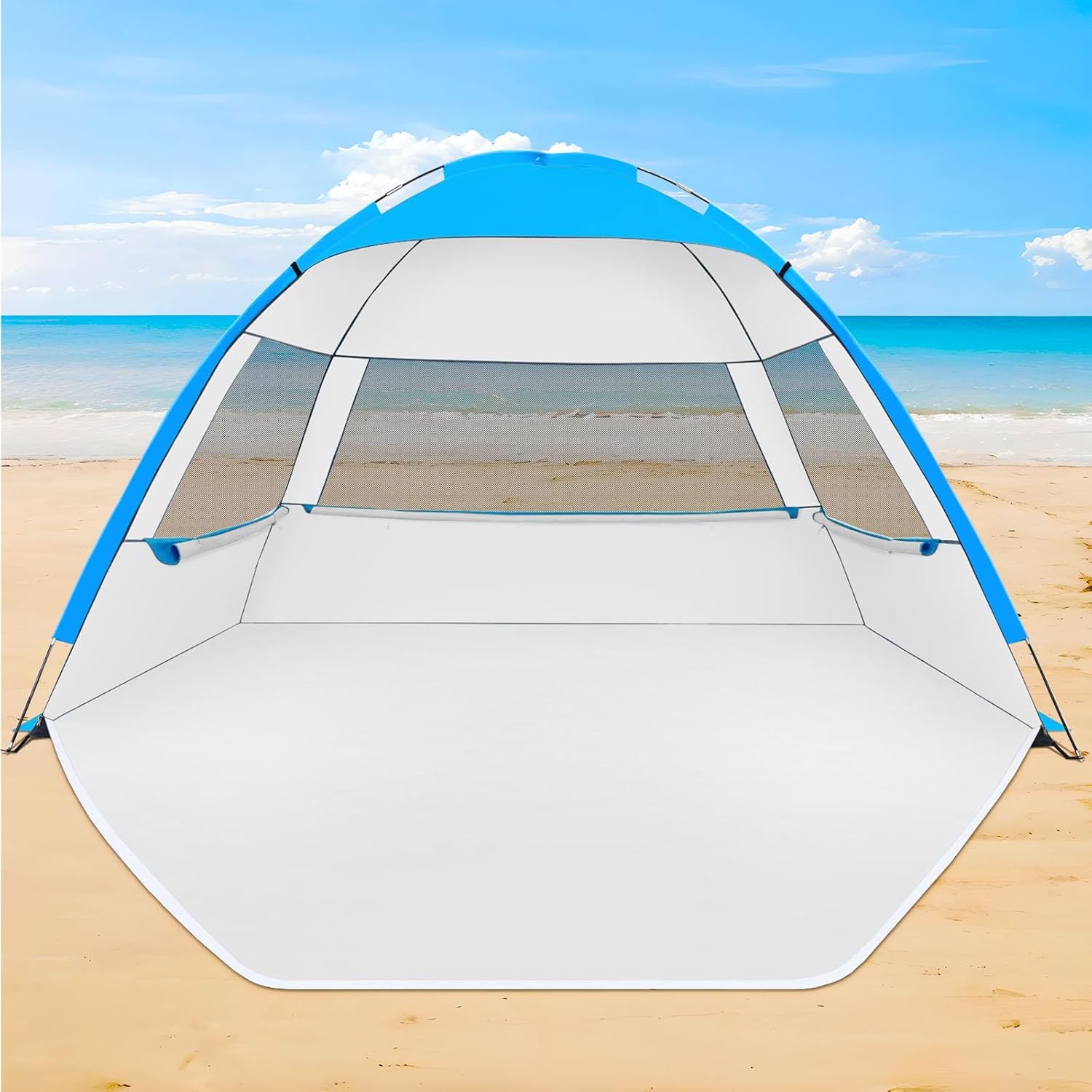 Beach Tent Sun Shelter for 3/4 Person, UPF 50+ UV Protection Beach Canopy, Lightweight & Easy Setup Beach Shade Canopy, Portable Beach Cabana