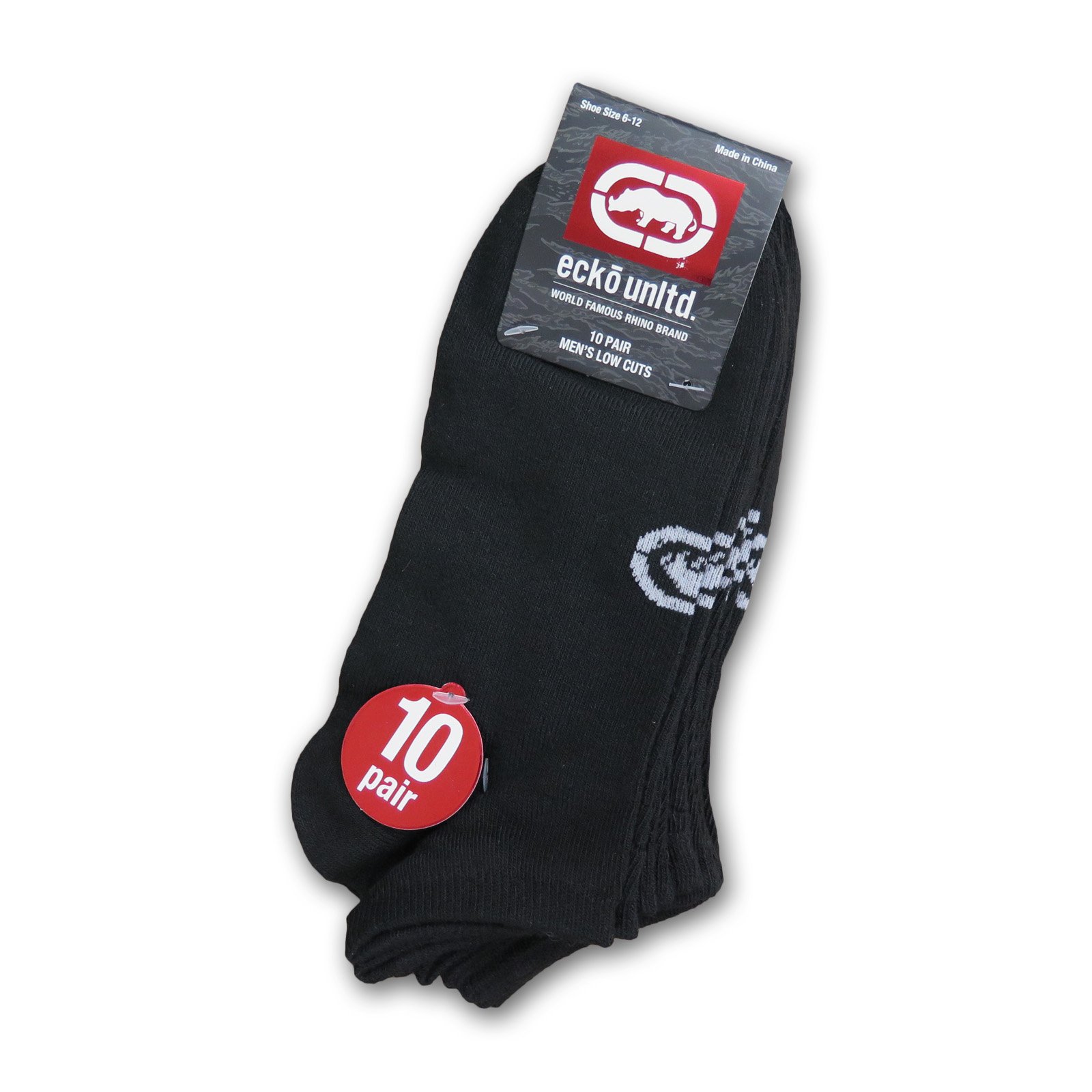 Ecko Men's Black Quick Dry No Show Athletic Socks (10, 20 or 30 Pairs)