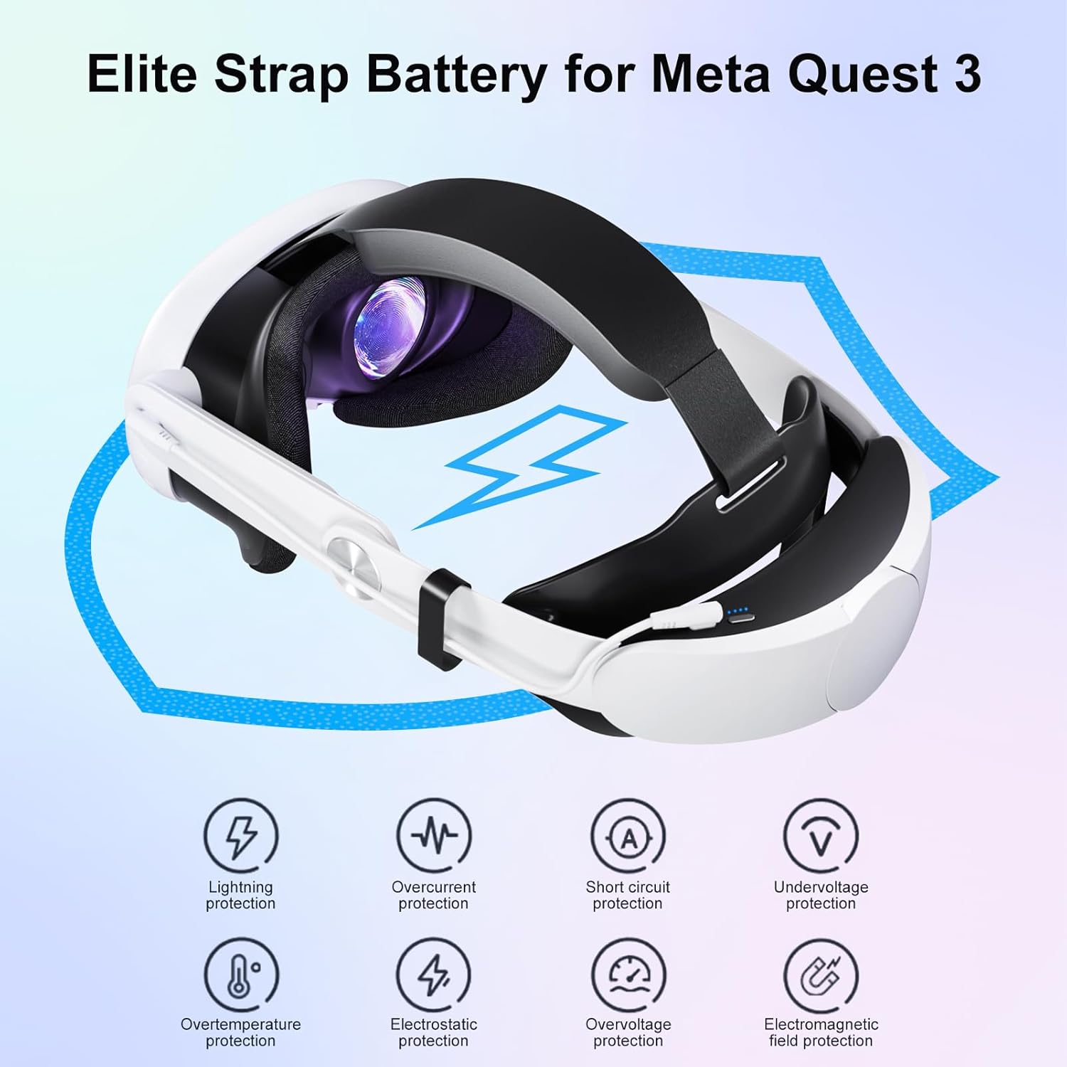 Battery Head Strap Compatible with Meta Quest 3 & 3S 10000mAh - Battery Pack Soft Elite Strap for Balance Weight - Extend Playtime, Enhance Immersion, Fast Charge Battery Strap Accessories - Image 3