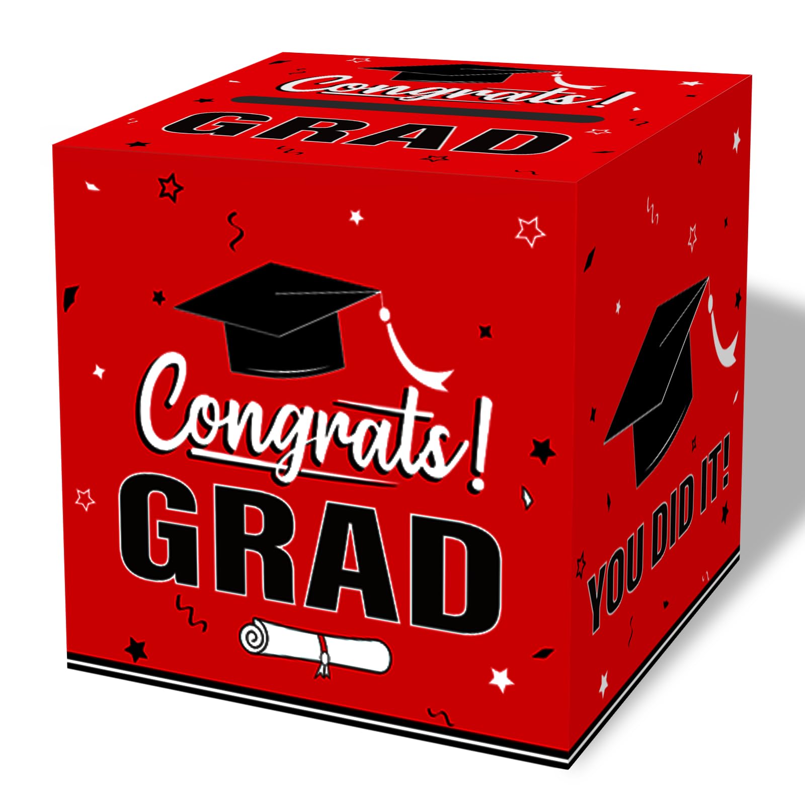 Graduation Card Box 2026, Red Foldable Cardboard Card Box for Party, 2026 Graduation Party Decorations, Red Graduation box