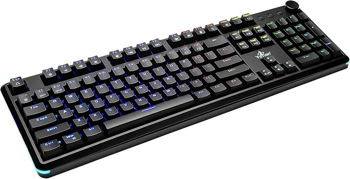 YEYIAN Mechanical Gaming Keyboard. Wired, 104 RGB LED Backlit Keys, Red Hot-Swappable Switches, 50M Keystrokes, Steel Frame, Model YTM-28207R-EN