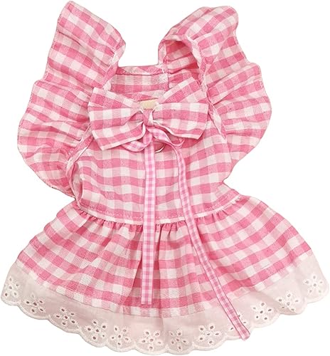 QWINEE Lindo vestido de princesa de encaje con volantes y decoración de lazo, falda tutú para cachorro, disfraz de fiesta para gatos pequeños y