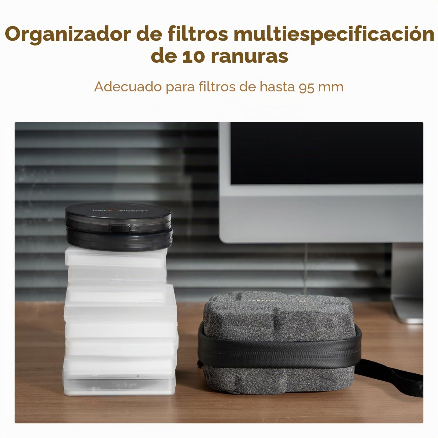 K&F Concept Estuche de Filtro de Lente 10 en 1, Funda rígida para Filtro de cámara de hasta 95 mm con Correa de Mano, Cartera de Almacenamiento Impermeable para Filtro ND UV CPL