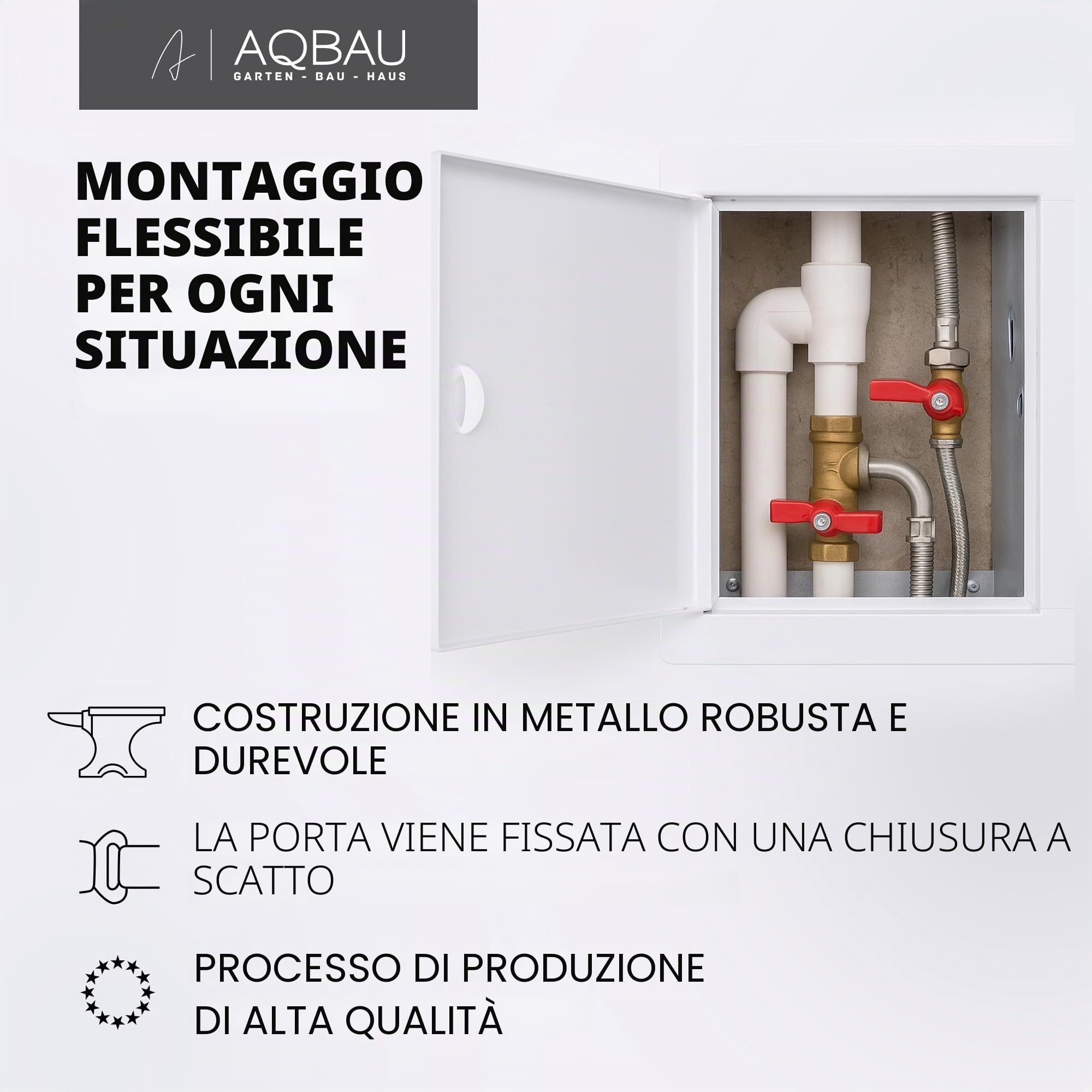 Trappe di Ispezione Bianca – Acciaio Robusto – Chiusura a Pressione (Push-to-Open) – Per Pareti e Soffitti in Cartongesso o Muratura – Accesso a Cavi, Tubi e Vani Tecnici (40 x 60 cm)