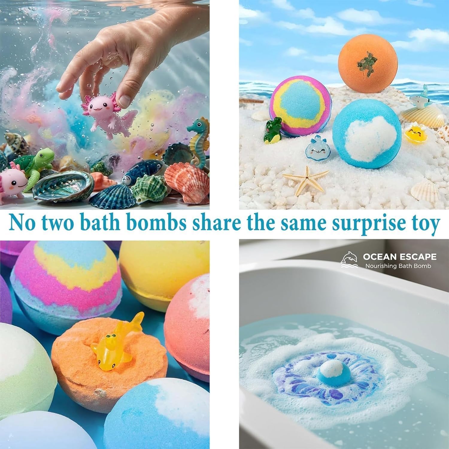 STOAT Bombe da Bagno Bambini con Sorpresa, 12Pz Scatola Regalo con Giocattoli, Naturali Bio, Schiuma Bagno Delicata per Ragazzi
